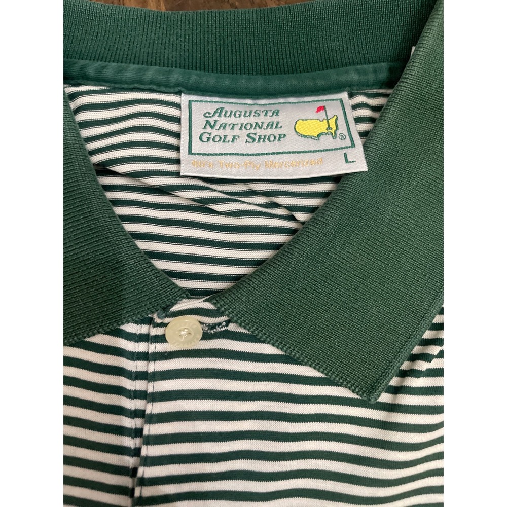Augusta National Golf Shop Masters Polo Shirt Green White Stripe Mens Large L - Picture 1 of 6